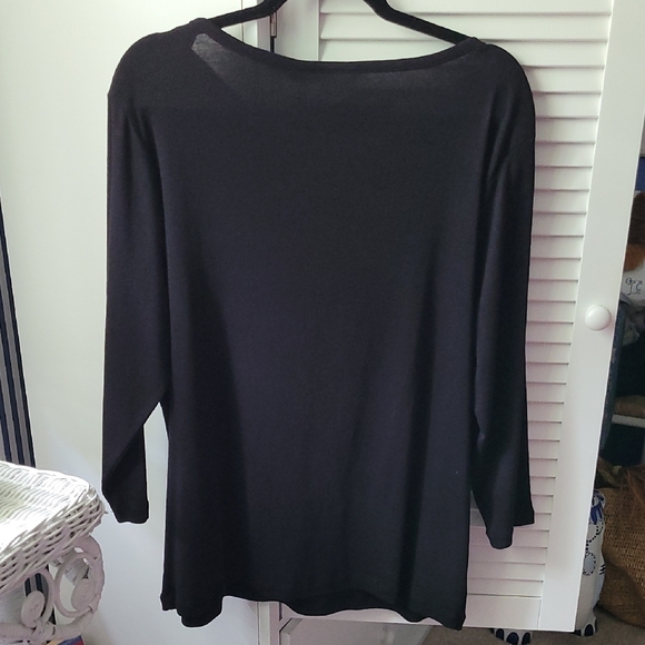Chico's NWT Relaxed Black 3/4 Sleeve Blouse - Picture 4 of 9